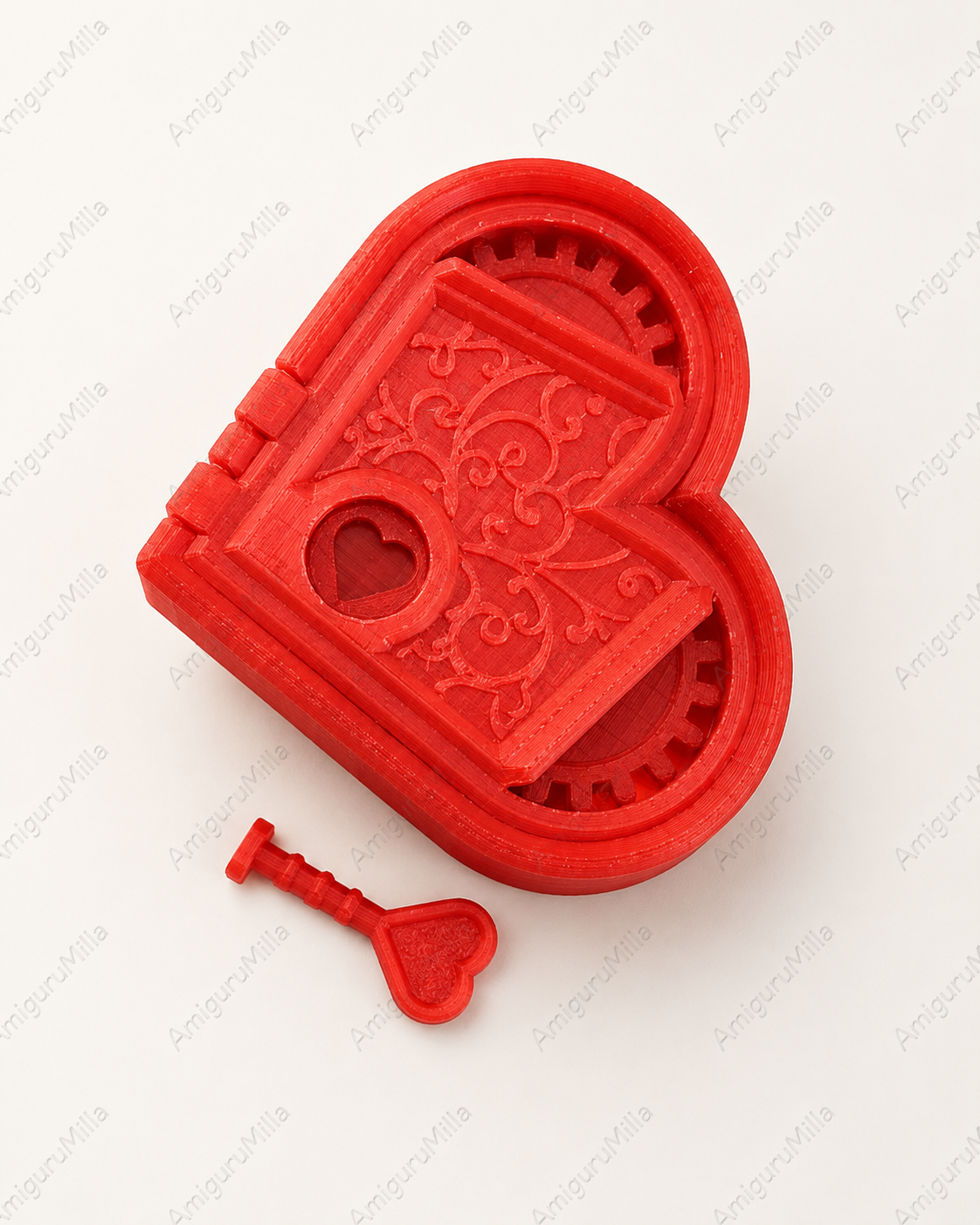 Foto 2 de Porta-Joias Coração com Chave em Impressão 3D